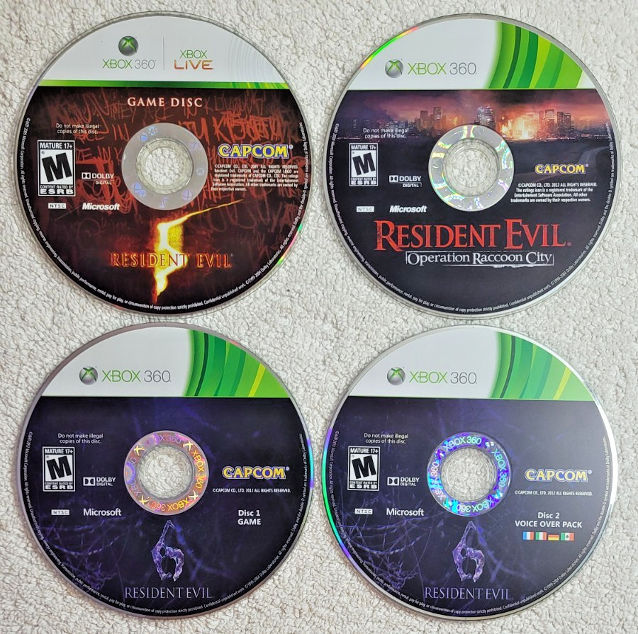Resident Evil 5, 6, Operation Raccoon City Microsoft Xbox 360 Disc Only Lot