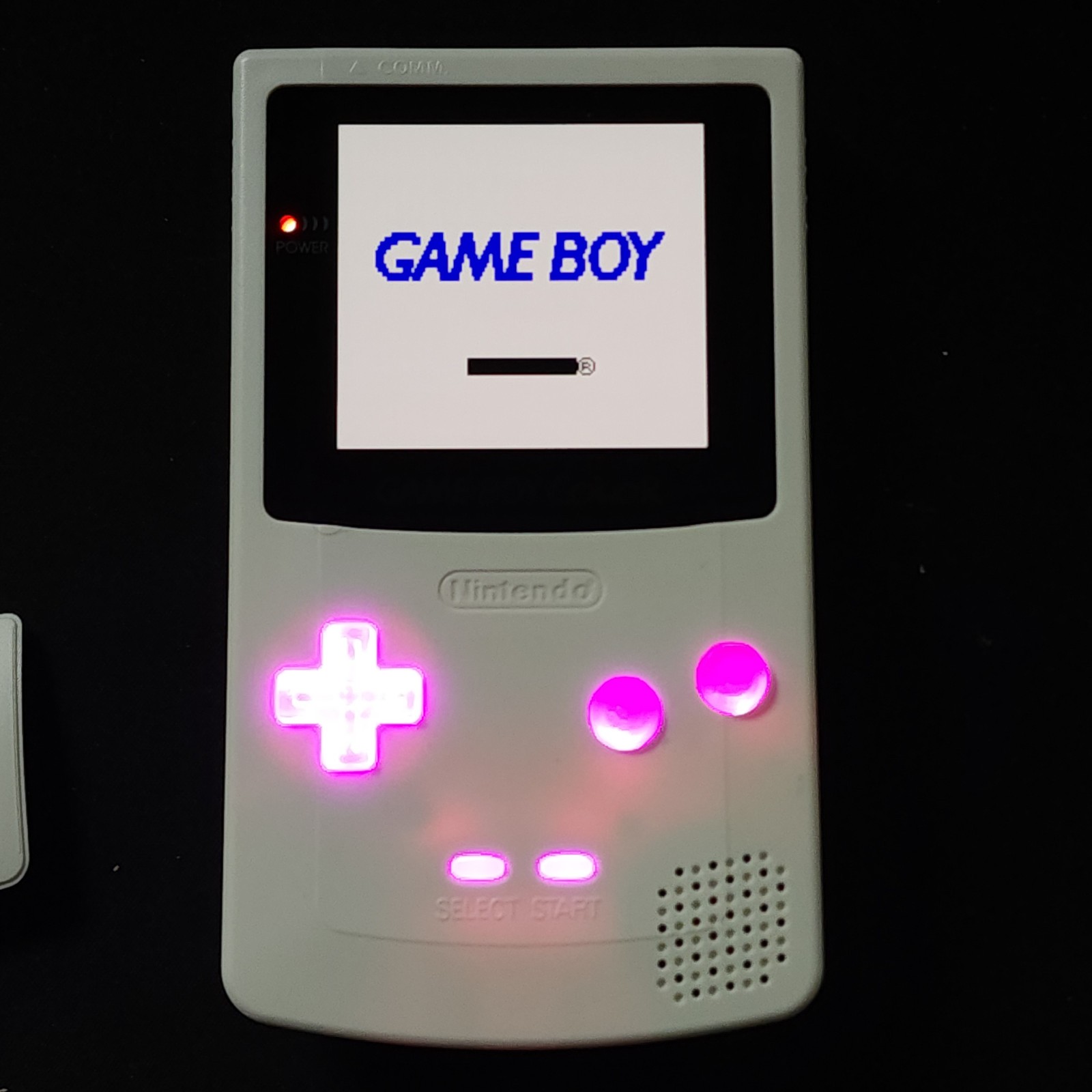 GameBoy Color GBC White Backlit OLED Screen, Color Changing Buttons/Logo