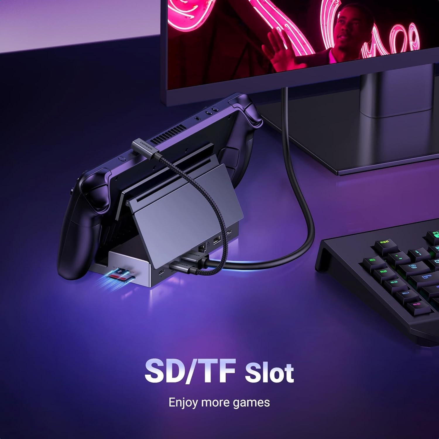 USB C Docking Station 9-in-1 HDMI Ethernet 4K@60Hz USB 3.2 PD 100W for Gaming