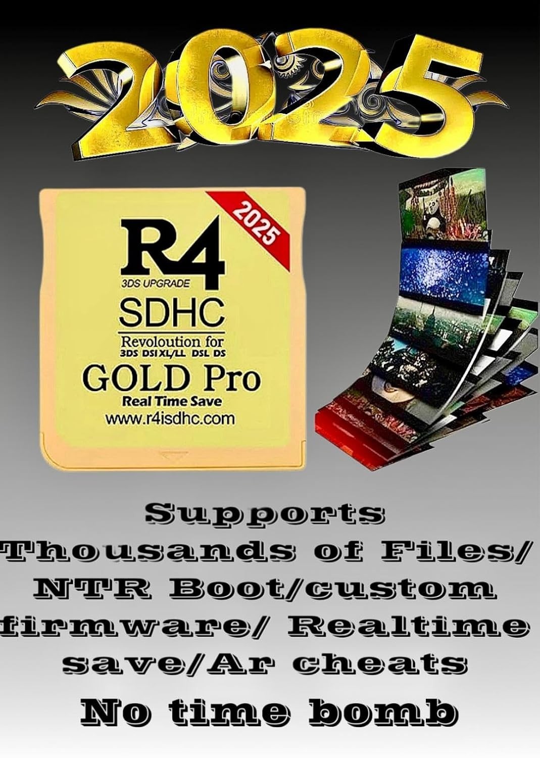 R4 SDHC Gold Pro for DS DSI 2DS 3DS – 8GB Micro SD Included