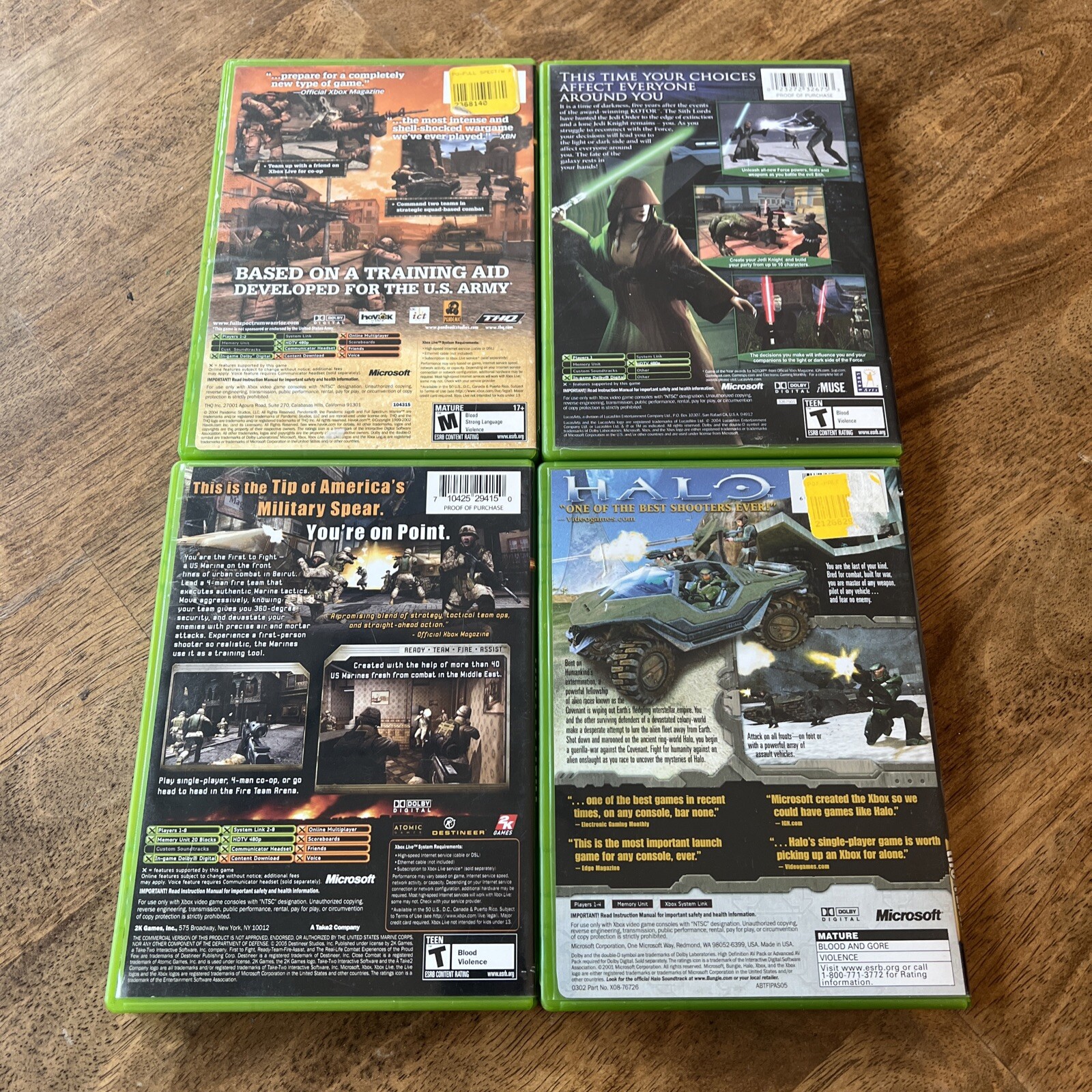 ORIGINAL XBOX 4 GAME SET – HALO COMBAT EVOLVED FIRST TO FIGHT FULL SPECTRUM +