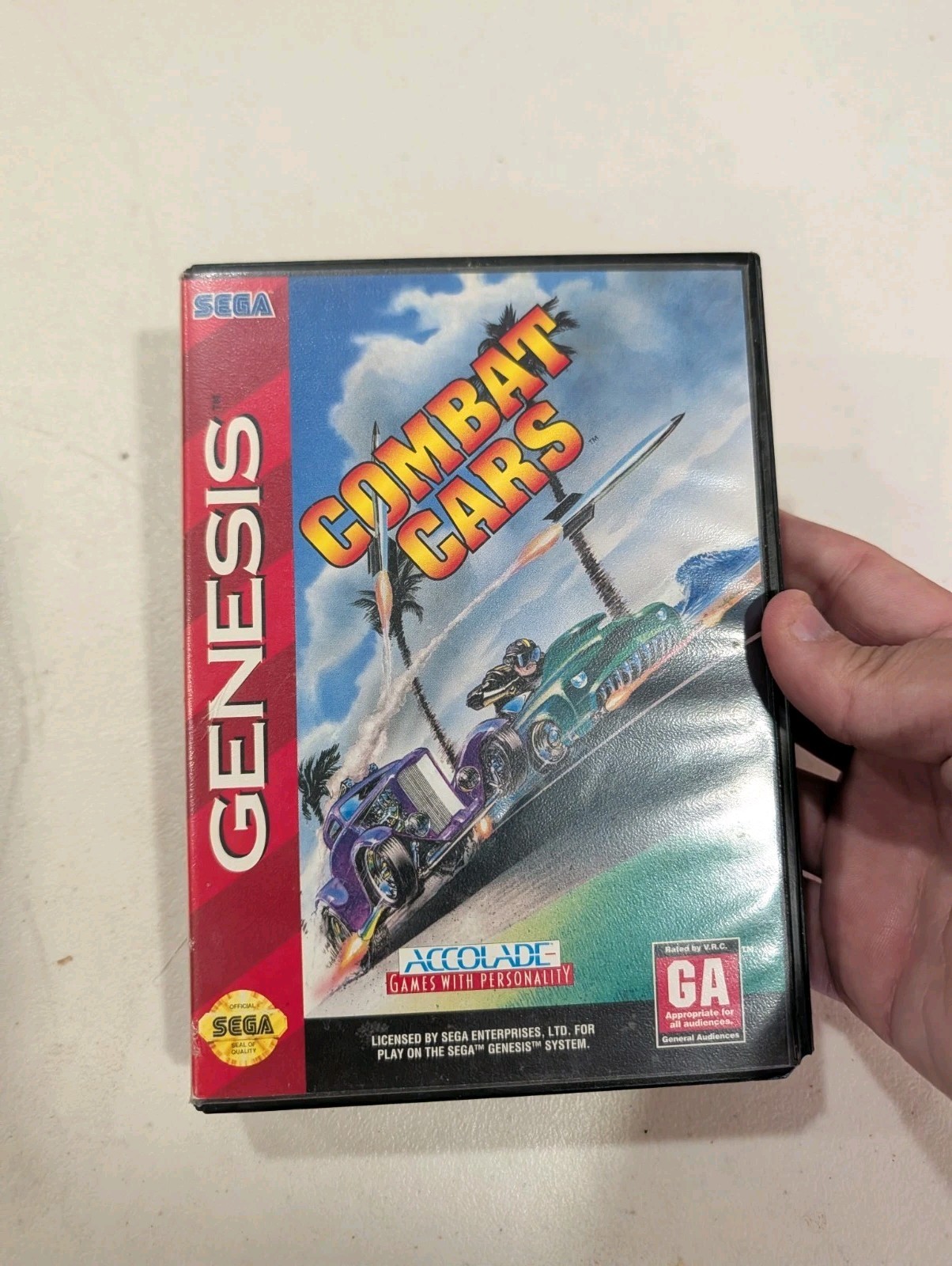 COMBAT CARS SEGA GENESIS GAME CARTRIDGE GAME, Manual, Case Tested