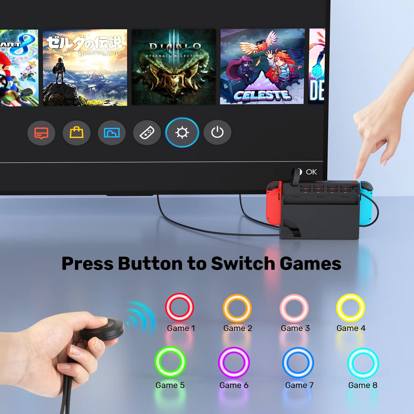 Portable Game Card Reader for Nintendo Switch OLED with Wireless Remote Control