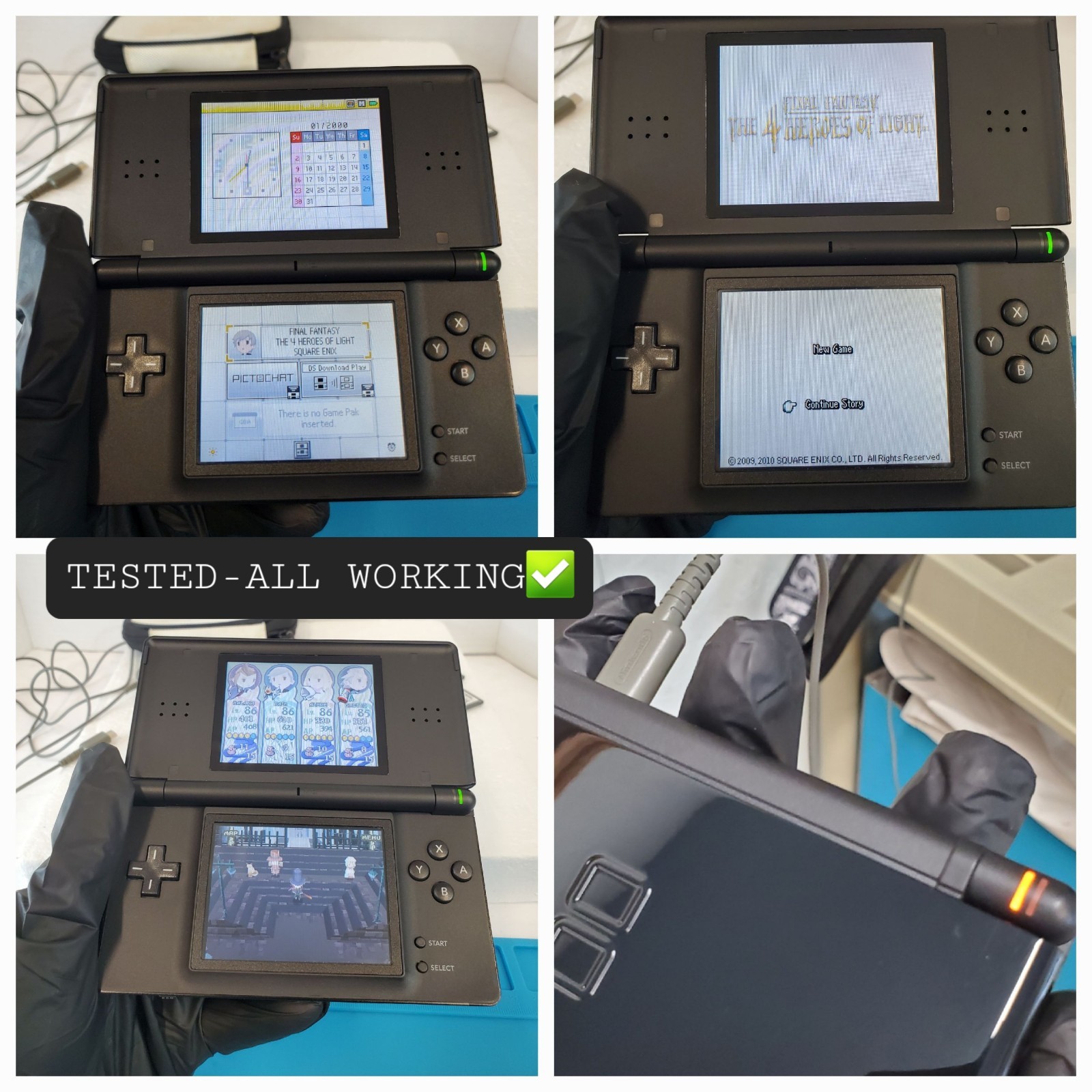 Nintendo DS Lite Onyx Black (USG-001) w OEM Accessories Bag & 3🔥 Games TESTED✅️