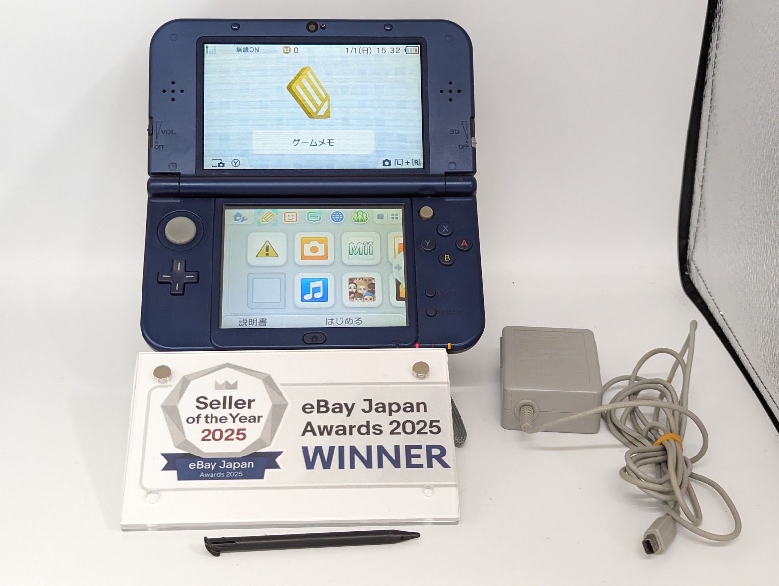 B289 Nintendo new 3DS LL XL console Metallic Blue Japan w/pen adapter fx