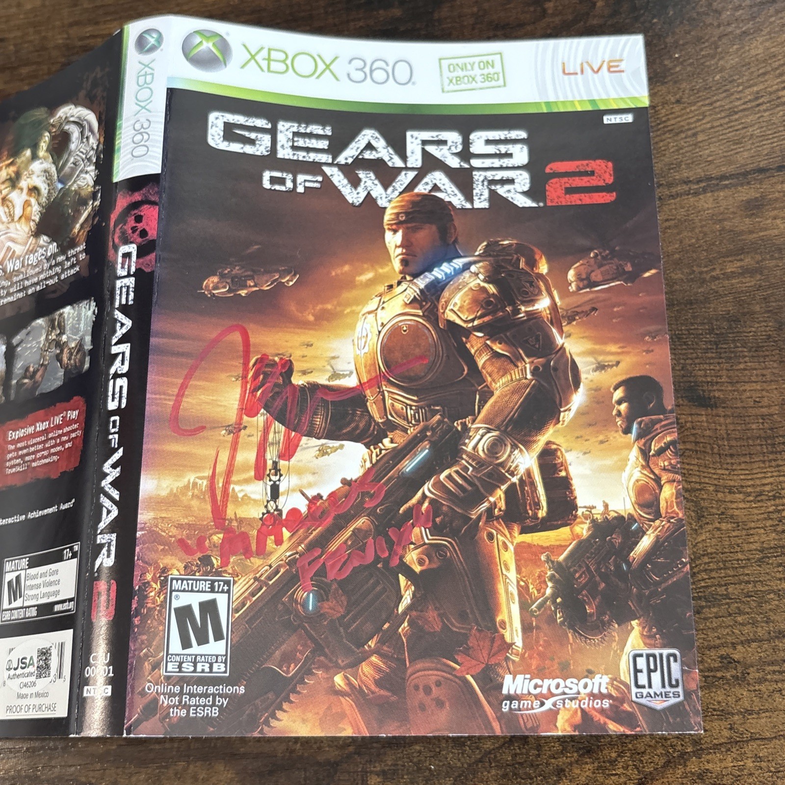 Gears of War 2 Signed Video Game John DiMaggio MARCUS FENIX JSA Xbox 360