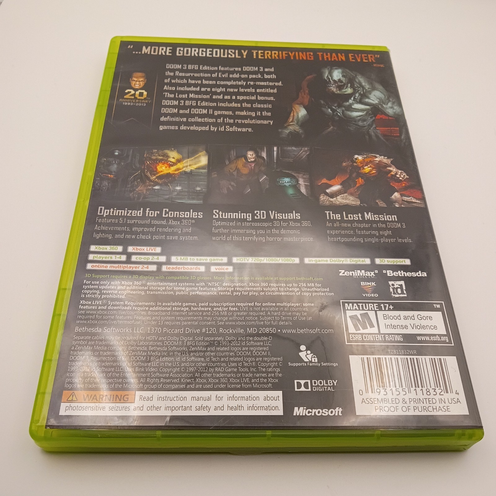 Doom 3: BFG Edition Xbox 360 w/ Manual