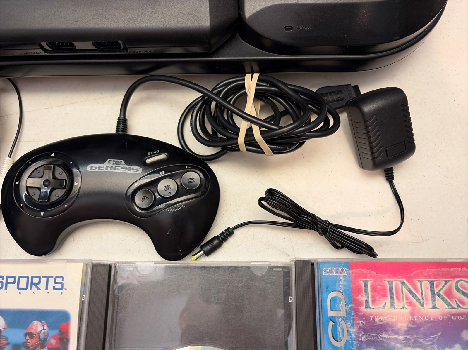 Sega CD Model 2 System Console. All Cables, Games Tested + Working MK-4102