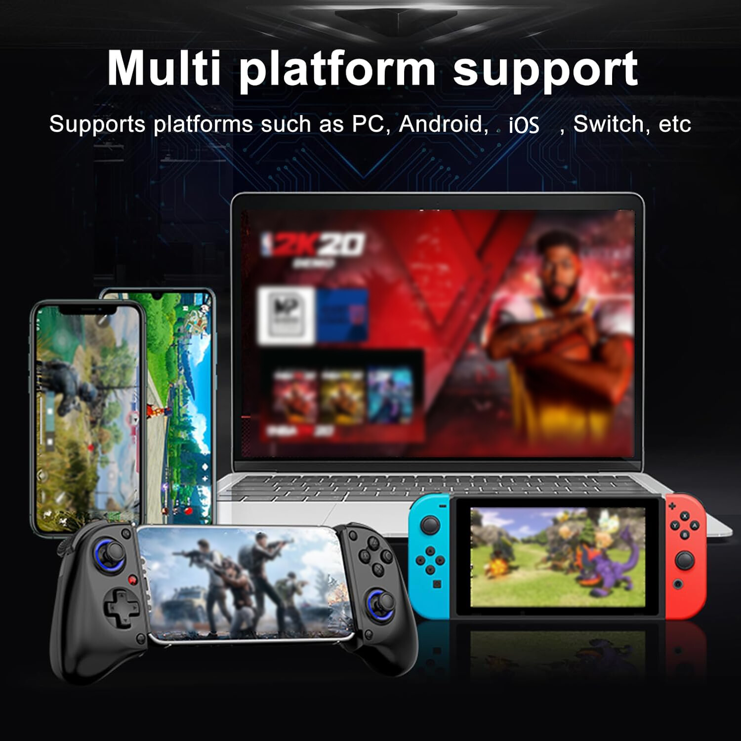 Cordless Telescopic Game Controller for Switch/iOS/Android/PC/Tablet