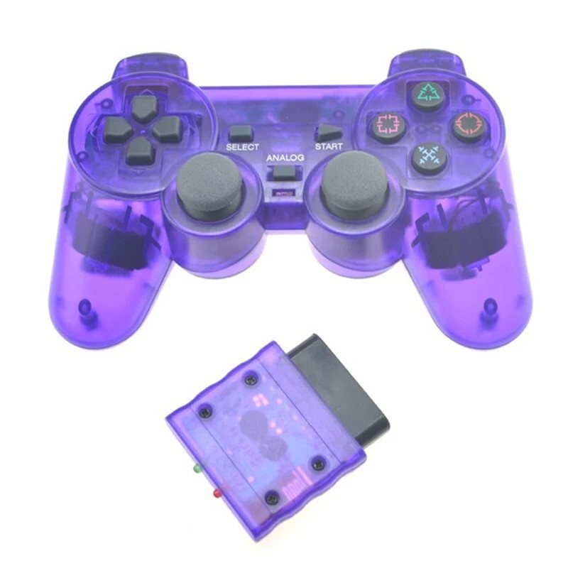 Transparent Color Wireless Gamepad For PS2 2.4G Vibration Joystick Blutooth Cont