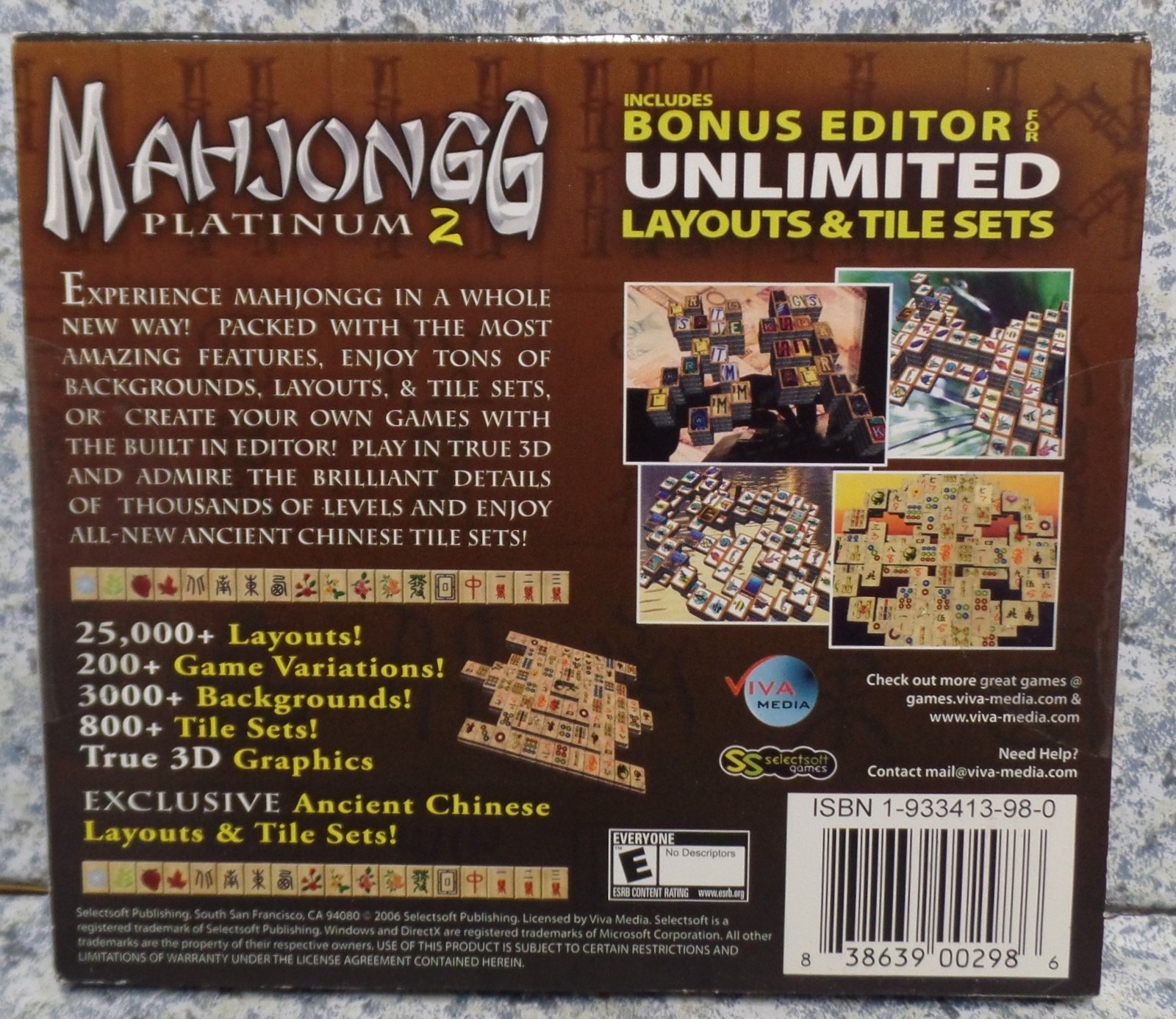 Video Game PC Mahjongg Platinum 2 Bonus Edition over 200 variations NEW Jewel