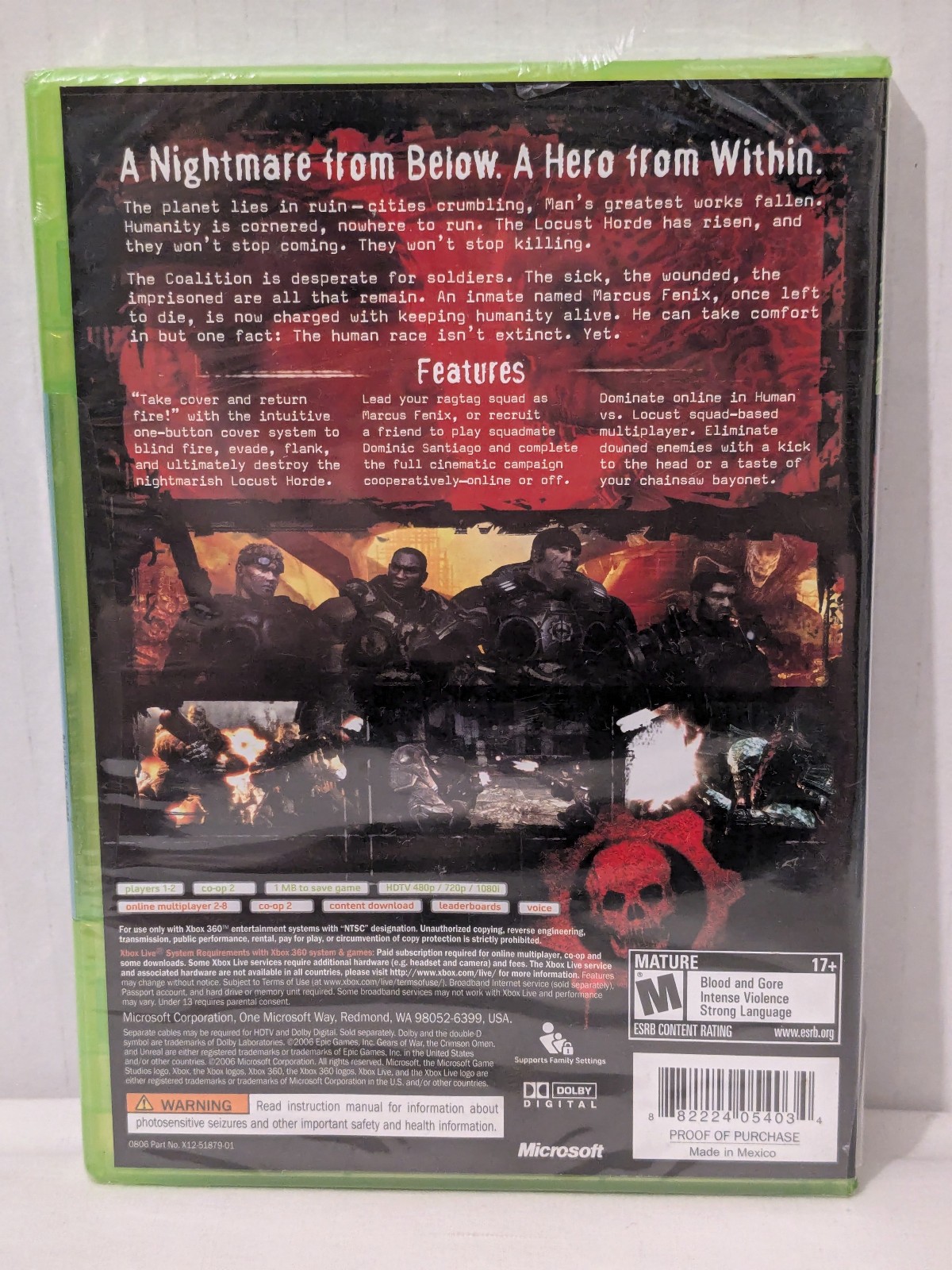 1st Print XBL Trial Gears of War (Microsoft Xbox 360, 2006) *READ*