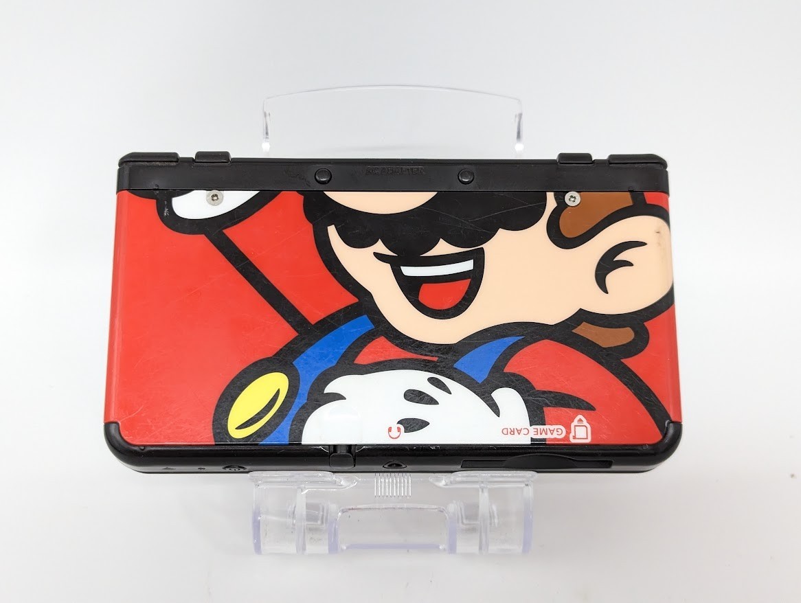 B349 Nintendo new 3DS console Black Plate No.001 Mario Japan w/pen adapter fx