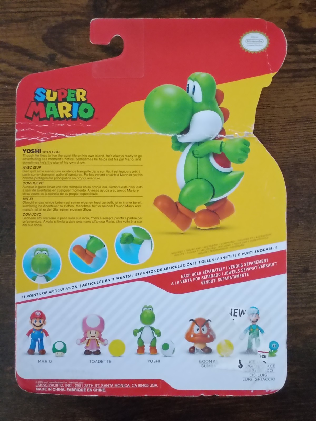 5-PK SUPER MARIO 4″ YOSHI World of Nintendo Yellow Black Red Light Blue + Eggs