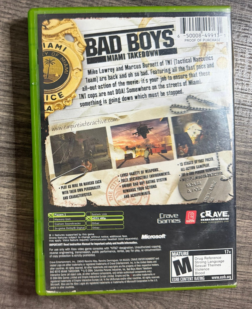 Bad Boys Miami Takedown (Original Xbox) Plays On Xbox 360 BC Tested Action