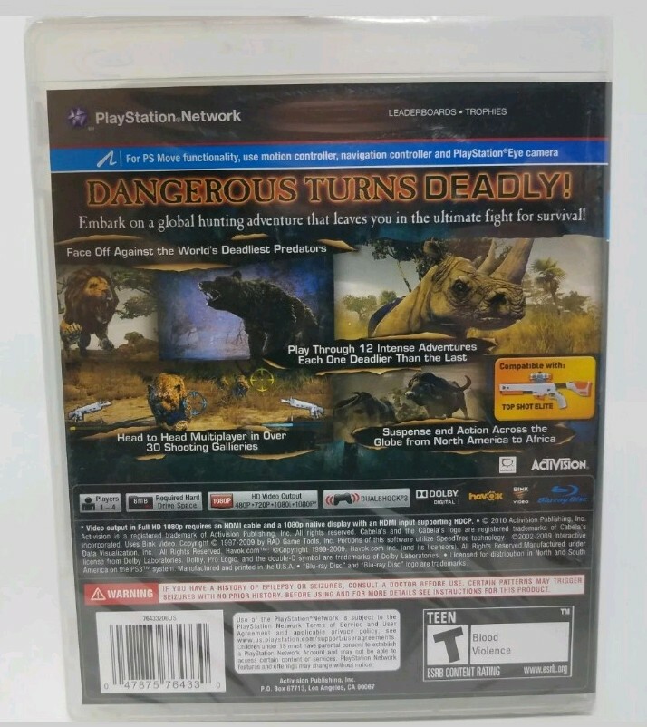 Cabela’s Dangerous Hunts 2011 PS3 Playstation 3 w/ case & manual