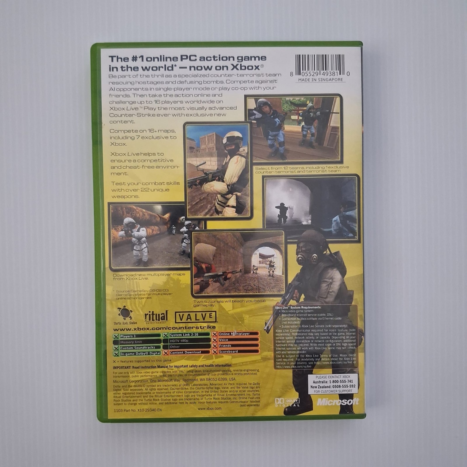 Counter-Strike Xbox Live Original Xbox Game Tested Working Complete PAL MA15+