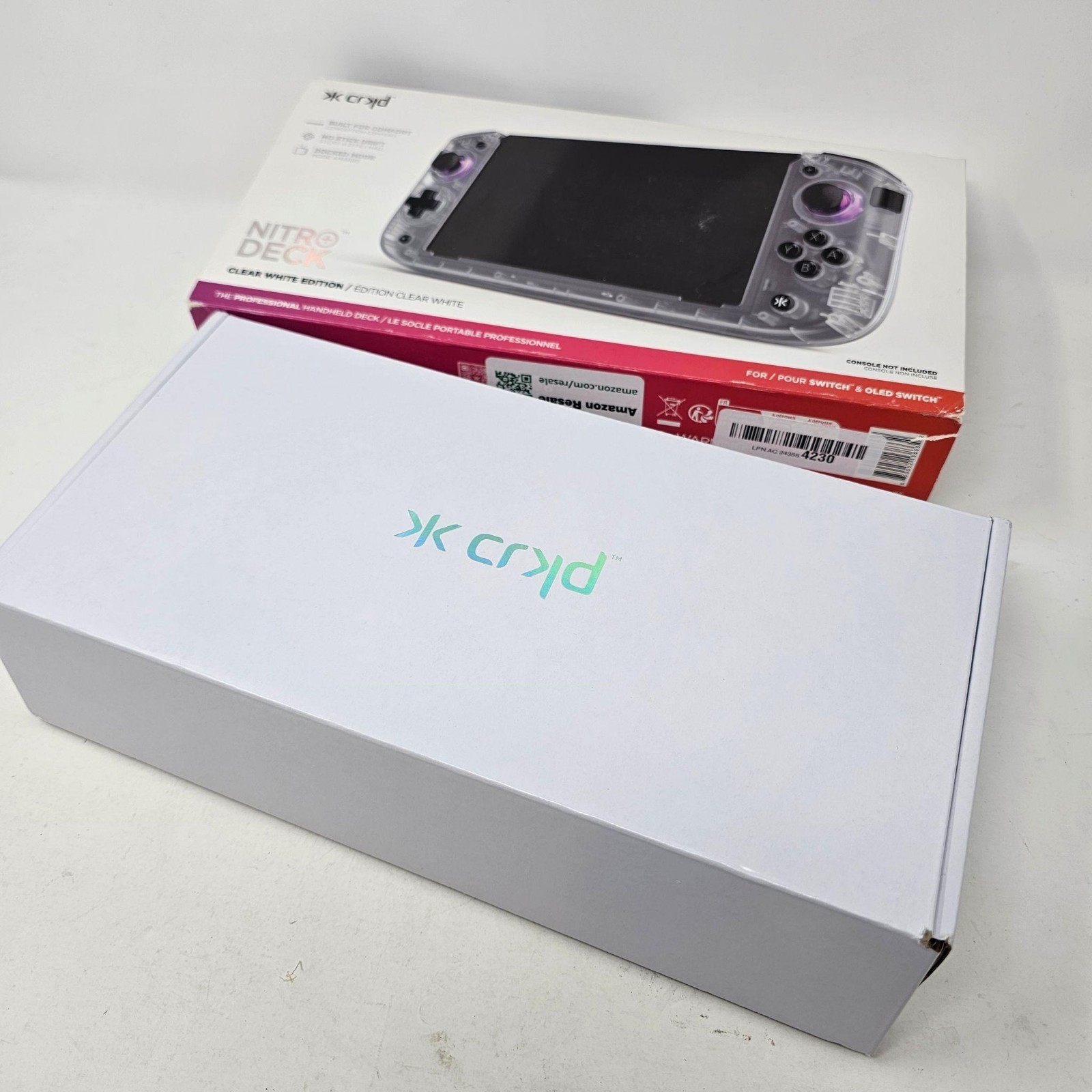 CRKD Nitro Deck Clear White Controller For Nintendo Switch Wireless Bluetooth