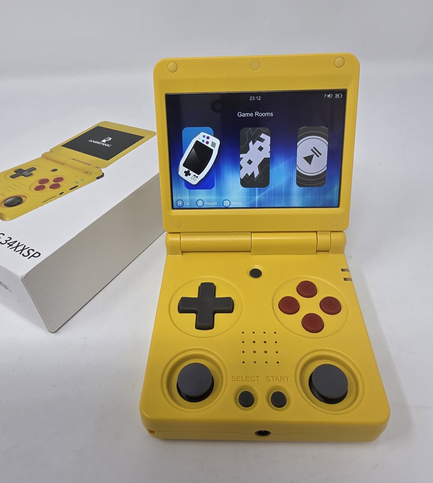 Anbernic RG 34XXSP -Yellow Linux Retro Handheld Game Console RG34XXSP RG 34XX SP