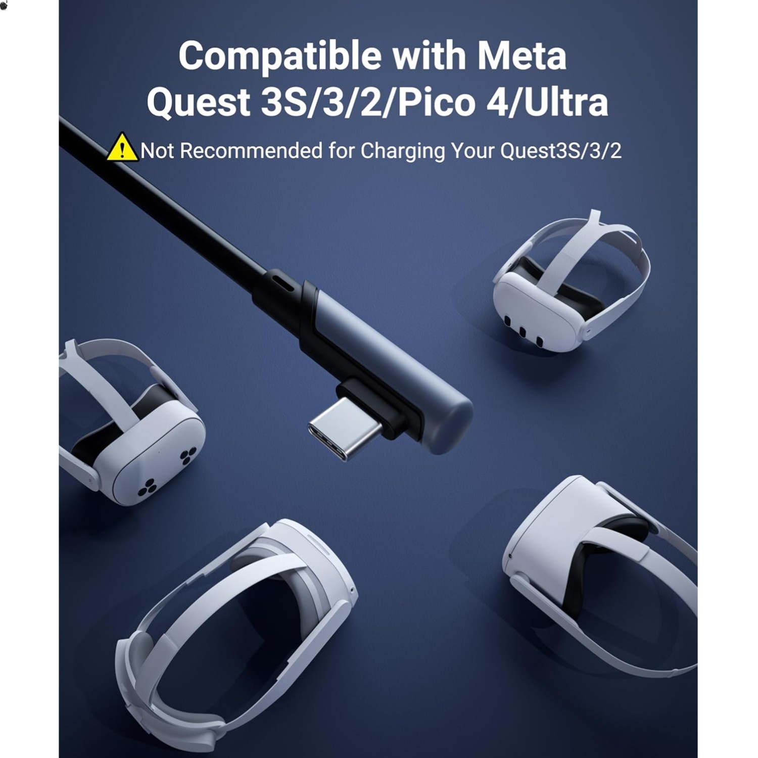 Comfortable 16 FT USB 3.0 VR Link Cable with L-Shaped Connector for Oculus/Meta
