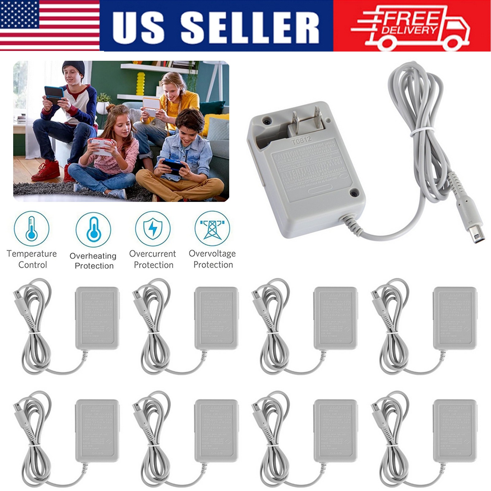 LOT AC Wall Charger Cable Power Adapter for Nintendo DSi XL/3DS XL/3DS/2DS/DSi