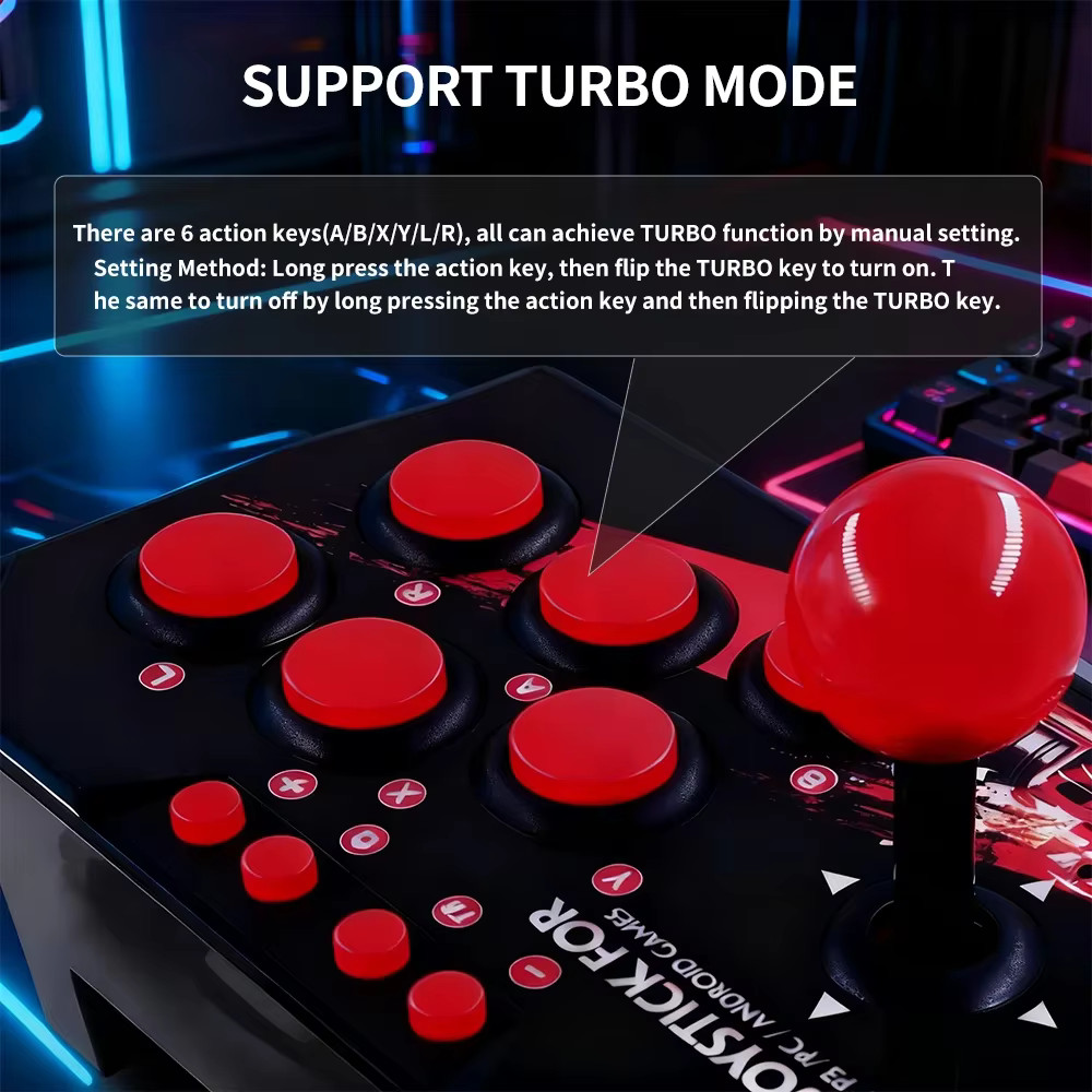 4 in 1 Retro Arcade Game Joystick Controller USB Wired for PS3/Switch/PC/Android