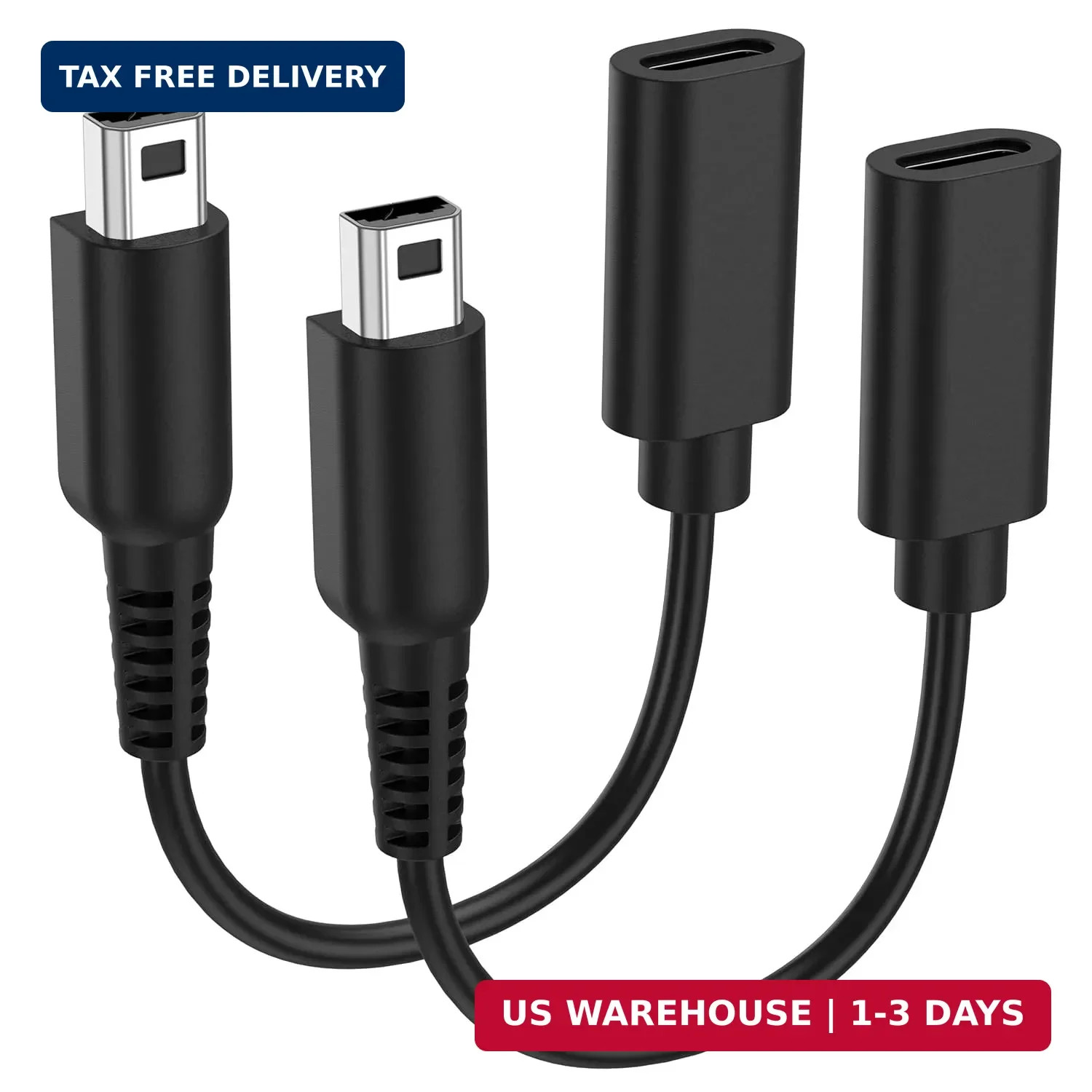 Vancle 2 Pack USB C Charging Cable Adapter for Nintendo New 3DS XL/New 3DS/3DS X