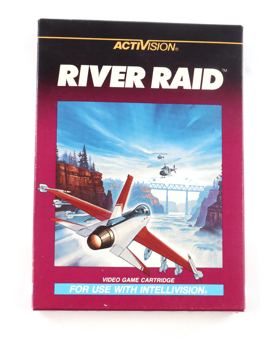 River Raid Intellivision Complete w/ Box Game & Overlays Tested