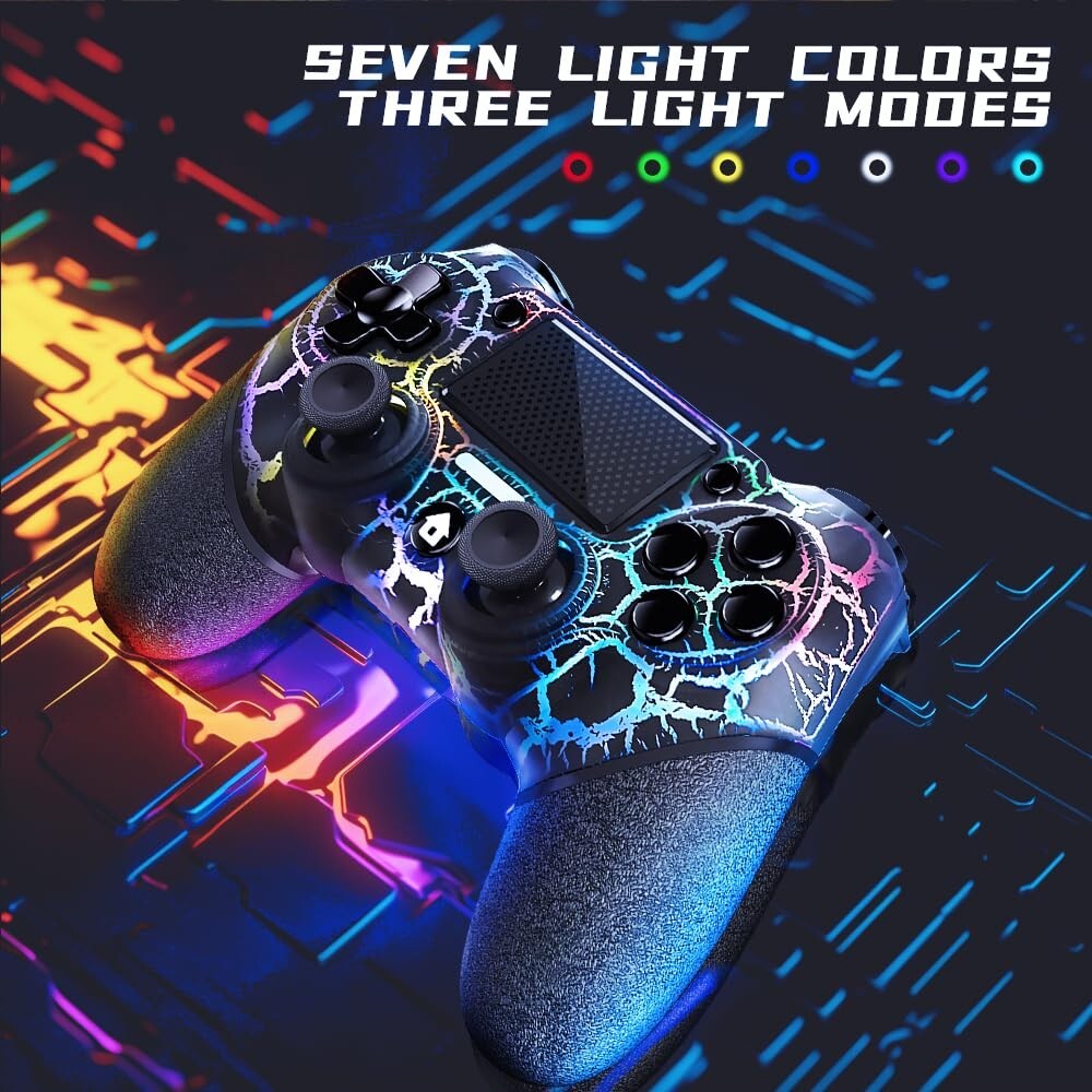 Wireless Controller for PS4 with Non-Slip Grip, 3.5mm Audio Jack and Thumb Caps