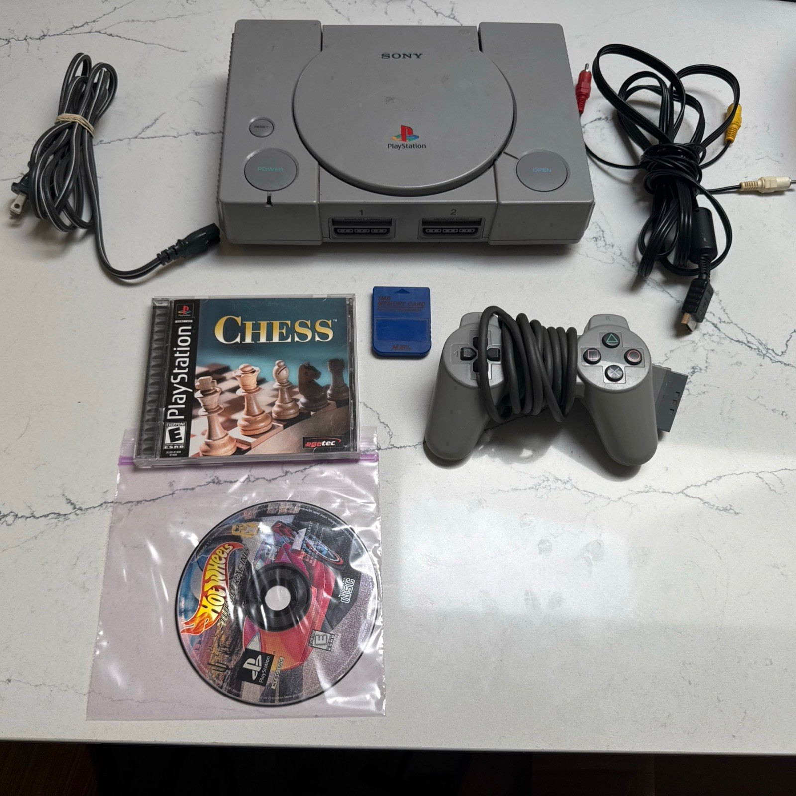 PlayStation 1 PS1 SCPH-9001 w/ OEM Controller, Cords, & 2 Games