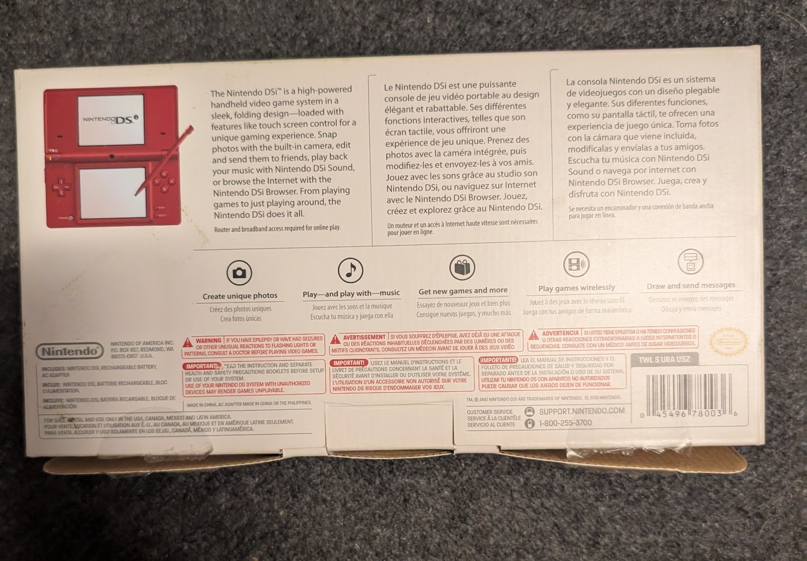CIB Nintendo DS I DSI Handheld Game Console with Red Camera