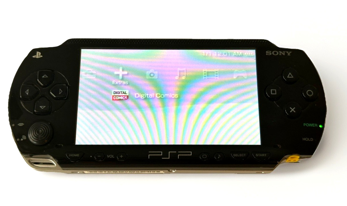Sony PSP-1001 Console Bundle Black Tested w/ 6 Games & 3 Movies VG Tested