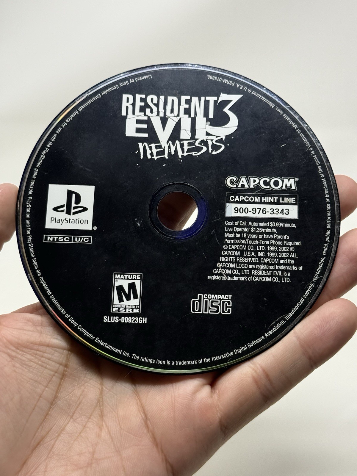 Resident Evil 3 Nemesis PS1 PlayStation 1 Mint Disc Only Authentic Tested Works
