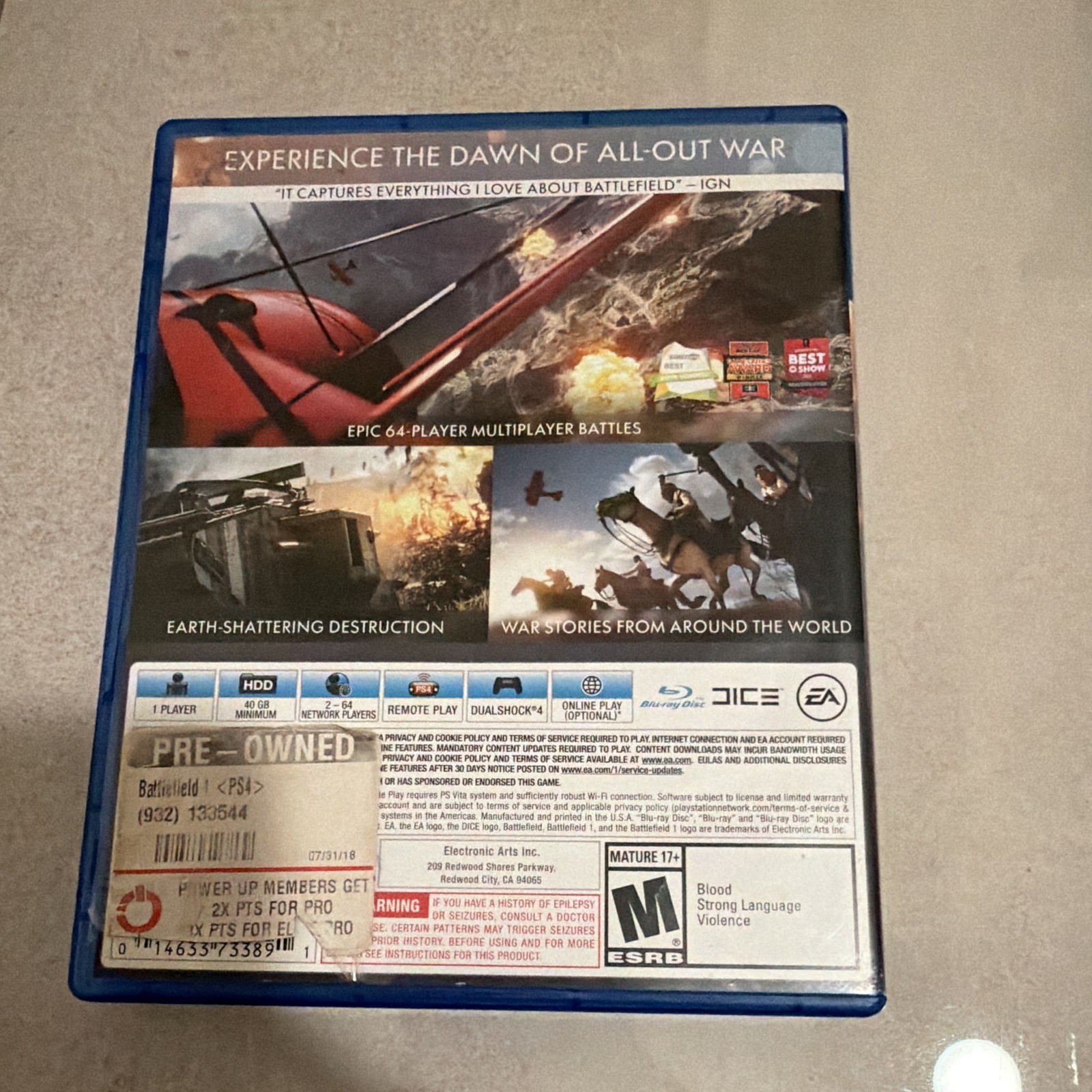 Electronic Arts Battlefield 1 (Battlefield Series) PS4 Multiplayer M 2016 NTSC