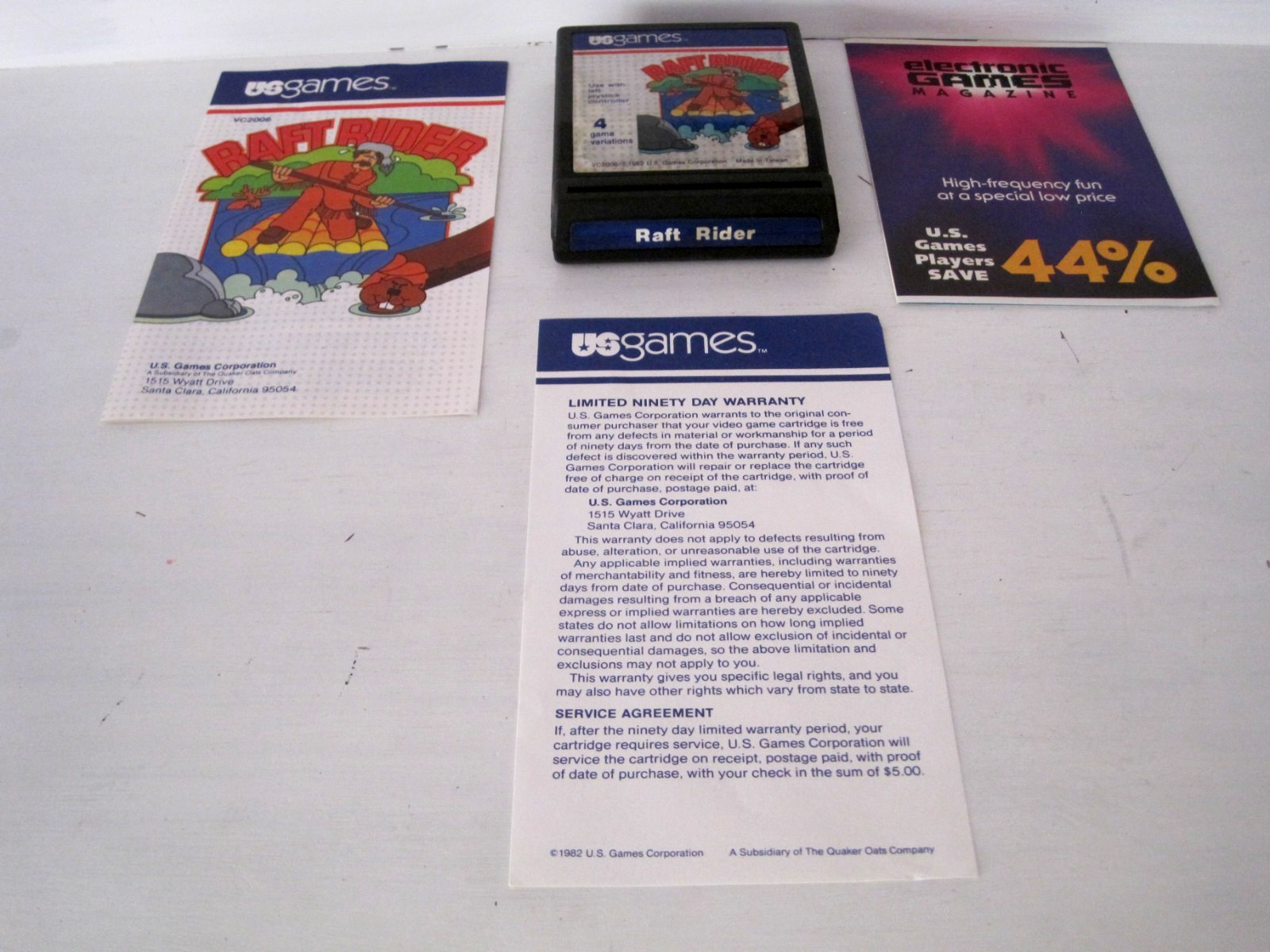 1982 Atari 2600 Raft Rider Video Game w/Original Box & Manual VC2006