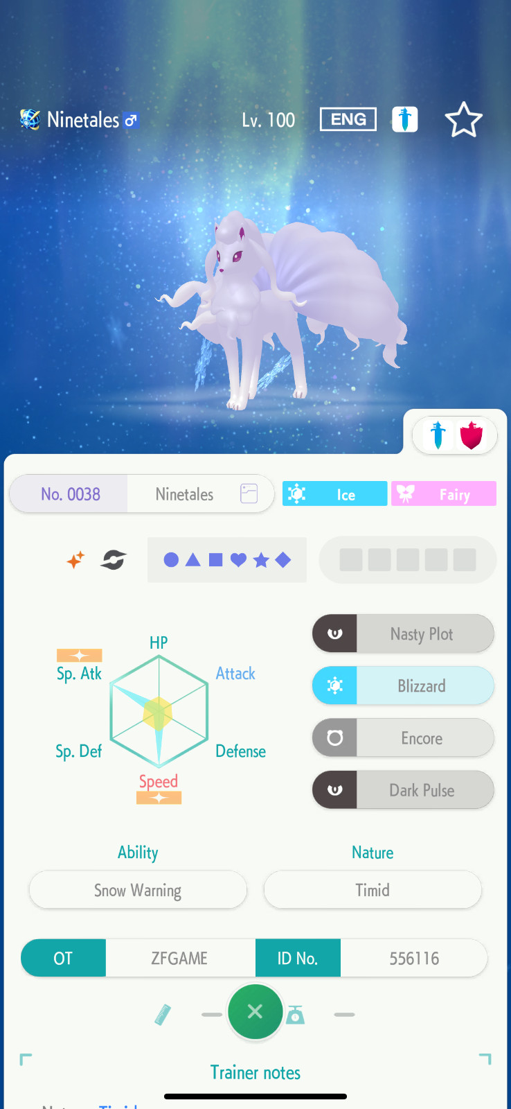 ✨6IV SHINY Alolan Ninetales + EVS🚀 POKEMON HOME✨Champions✨Online delivery⚡