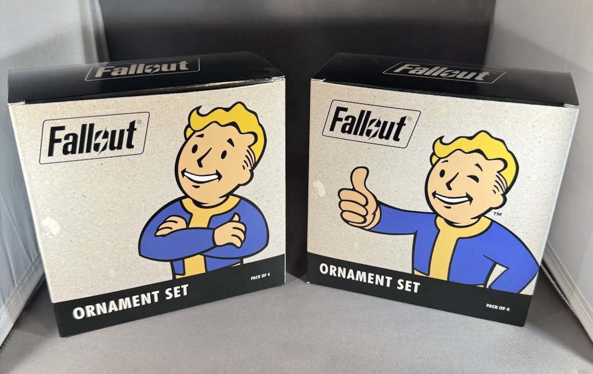 (2) Thinkgeek Fallout Ornament Sets Pack of 4 Dogmeat, Vault Boy, Nuca Cola NEW