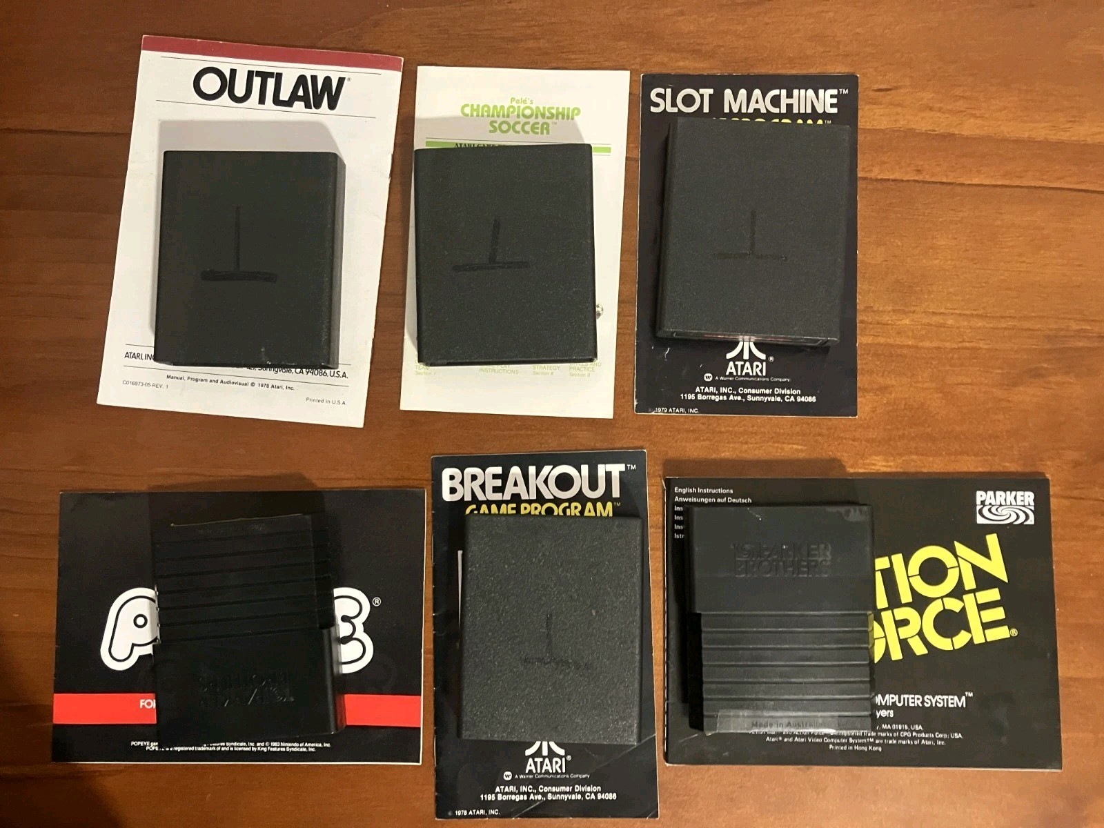 Lot Of x6 Atari Games w/ Manuals PAL Popeye Breakout Outlaw Pele Etc Working