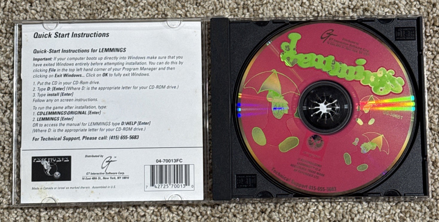 LEMMINGS (PC CD-ROM, 1991) Original Puzzle Adventure Game
