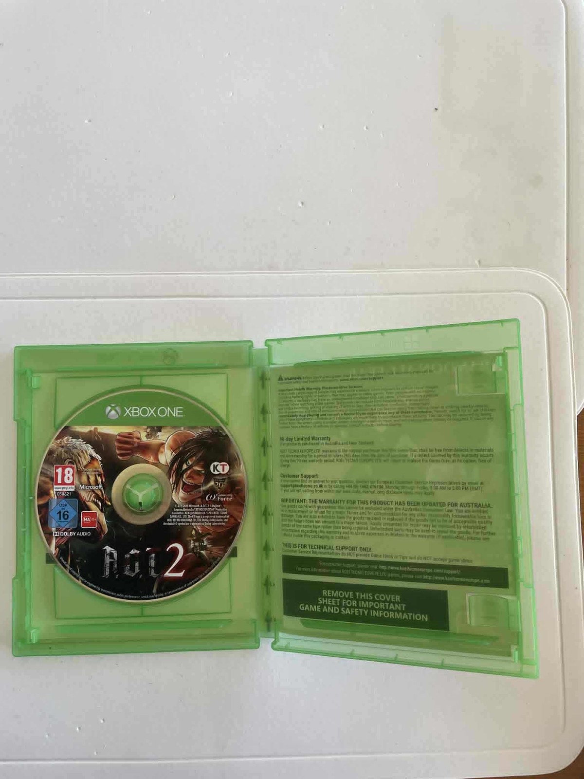 Attack on Titan 2 Xbox One Game MA15 Koei Tecmo 2018 Complete Case Disc L new