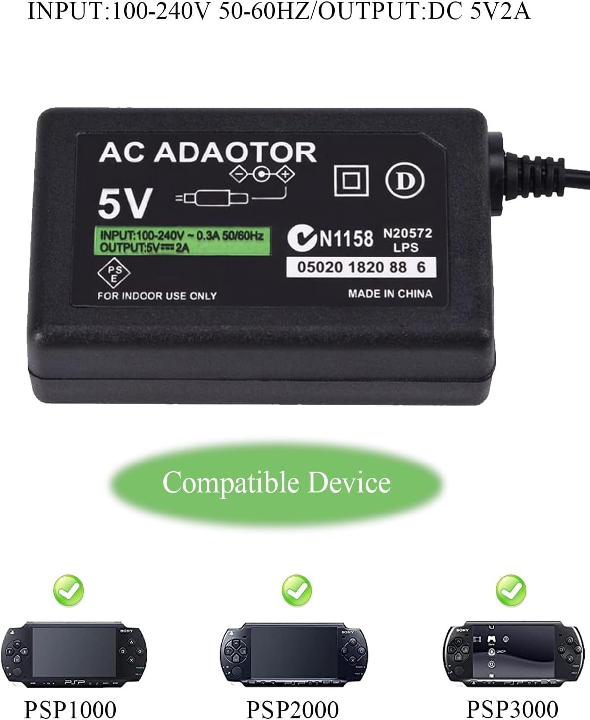 AC Adapter Home Wall Charger Power Supply For SONY PSP 1000 2000 3000 Slim Lite