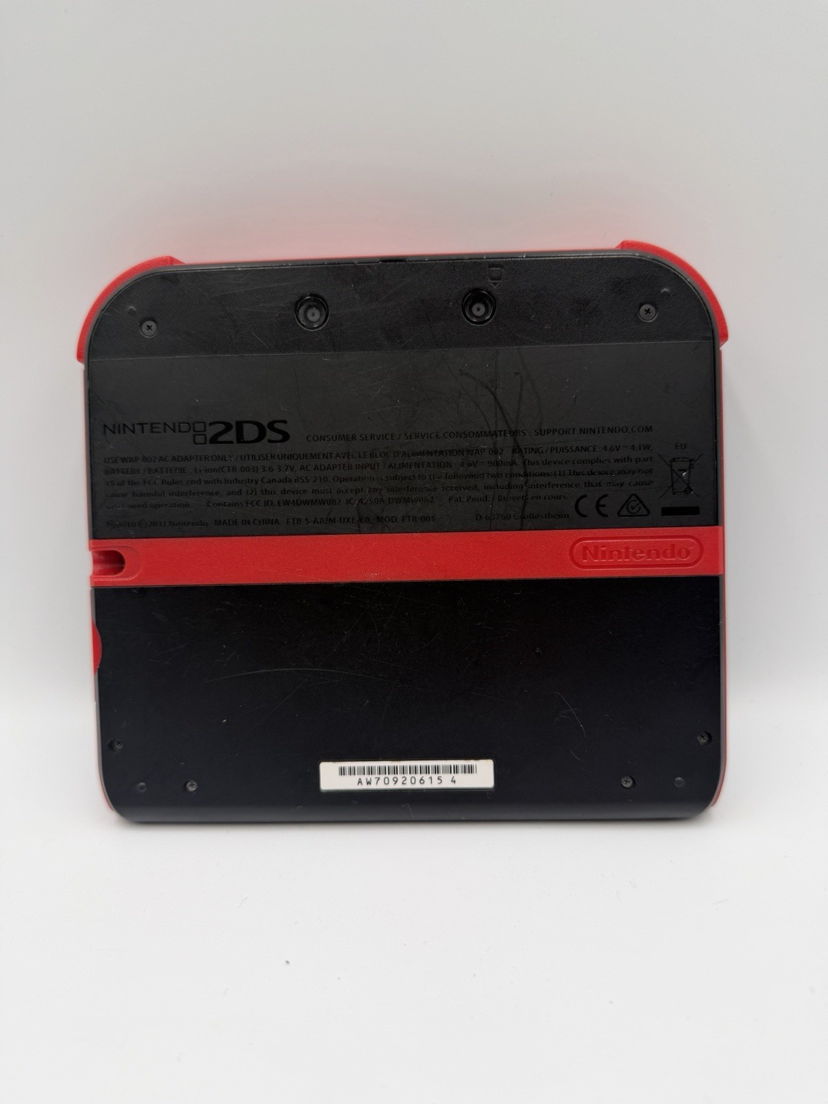 Nintendo 2DS Handheld System Red & Black. Tested, W/ Charger