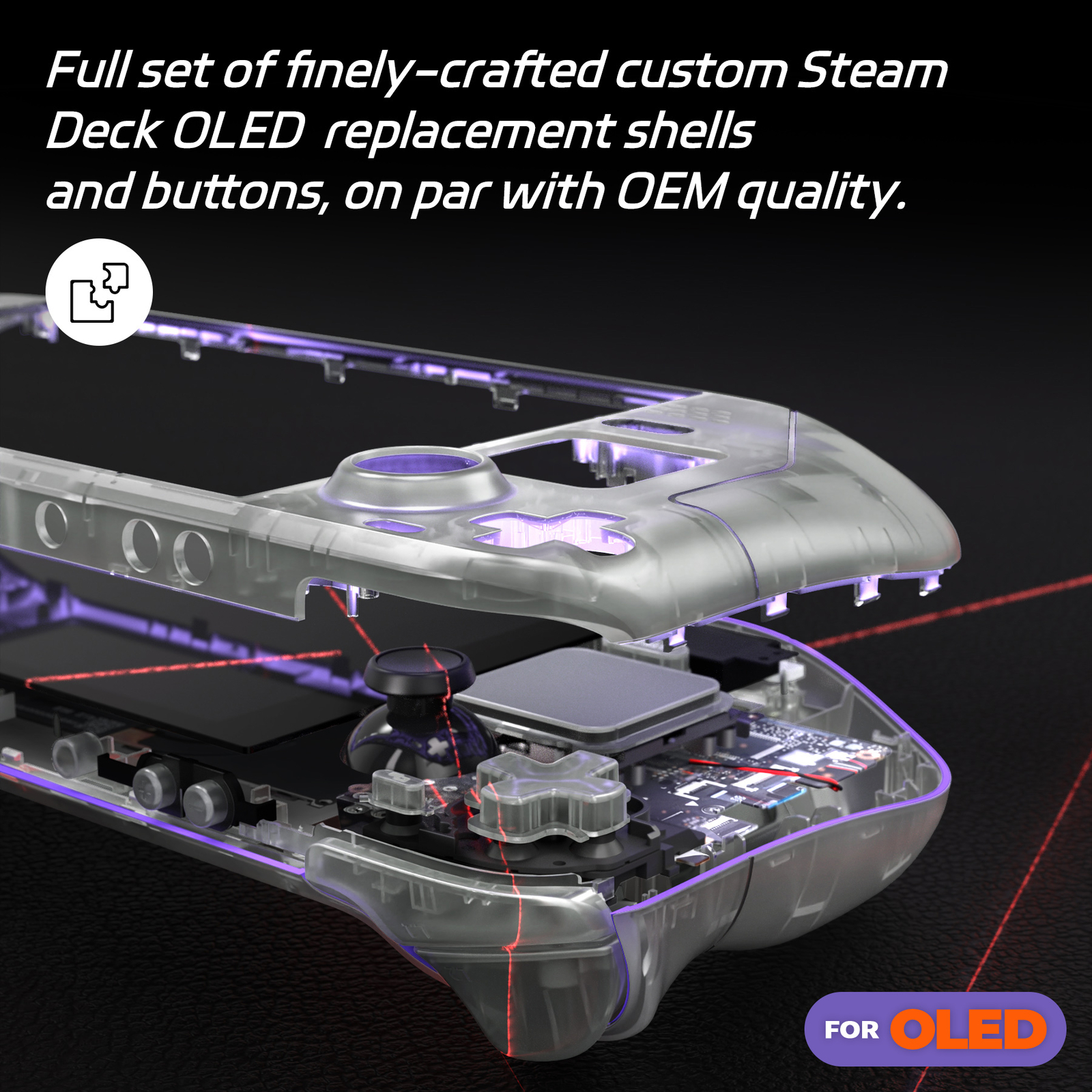 Replacement Full Set Housing Shell Case w/Buttons for Steam Deck OLED Console