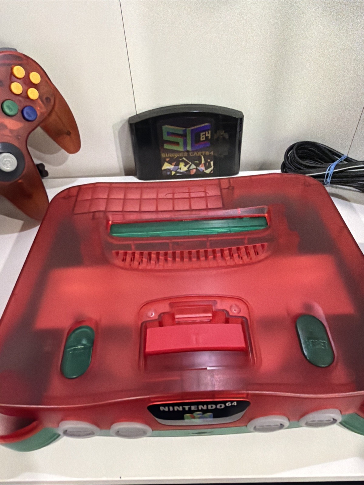 CUSTOM N64 Console FUNTASTIC Watermelon & GREEN TRANSLUCENT & Summer Cart 64