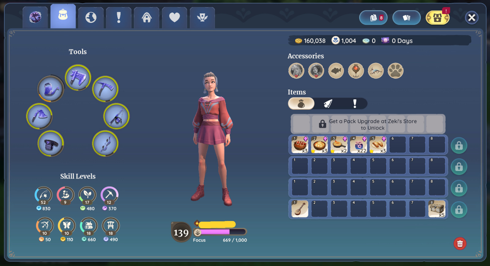 PALIA LEVEL 138 ACCOUNT BETA REWARDS EVENT ITEMS FISHES BUGS RECIPES MAX FOCUS