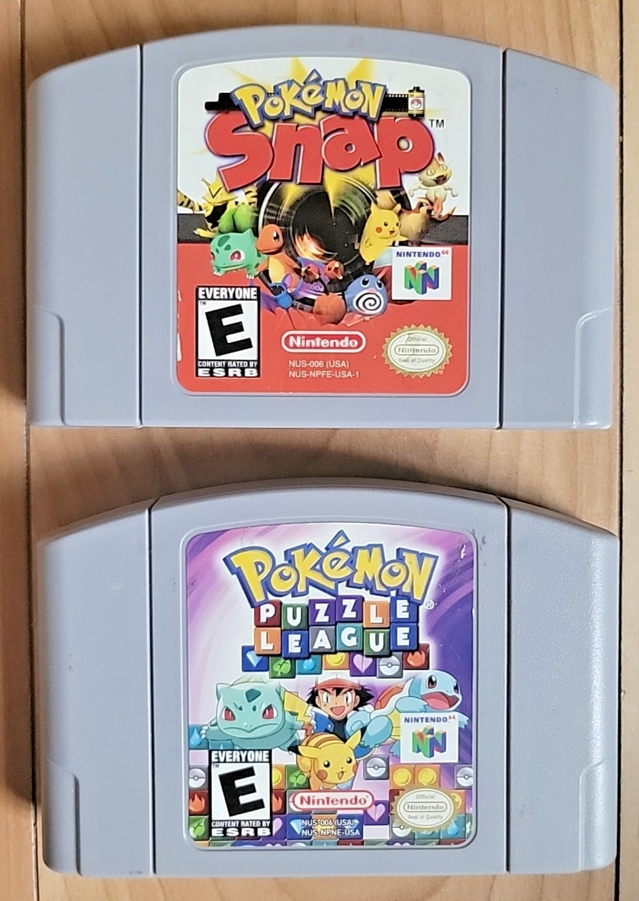Nintendo Pokémon Puzzle League & Snap 64 N64 Authentic Lot of 2 Games – TESTED