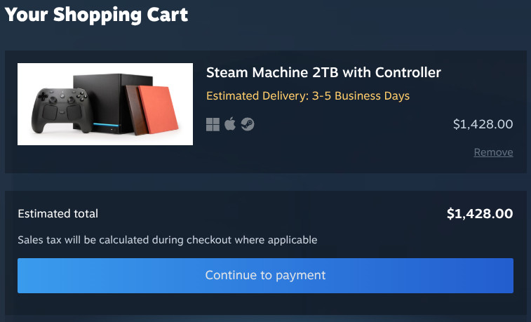 Valve Steam Machine 2TB with Steam Controller
