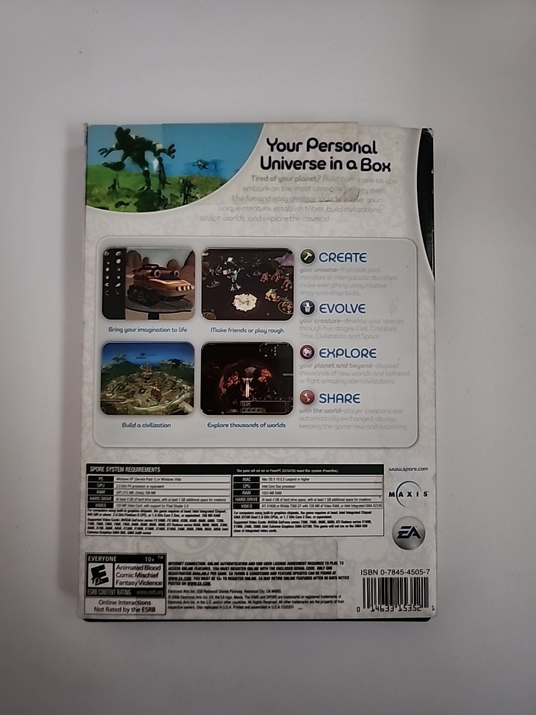 Spore (Windows/Mac, 2008) DVD-ROM Computer Game Complete