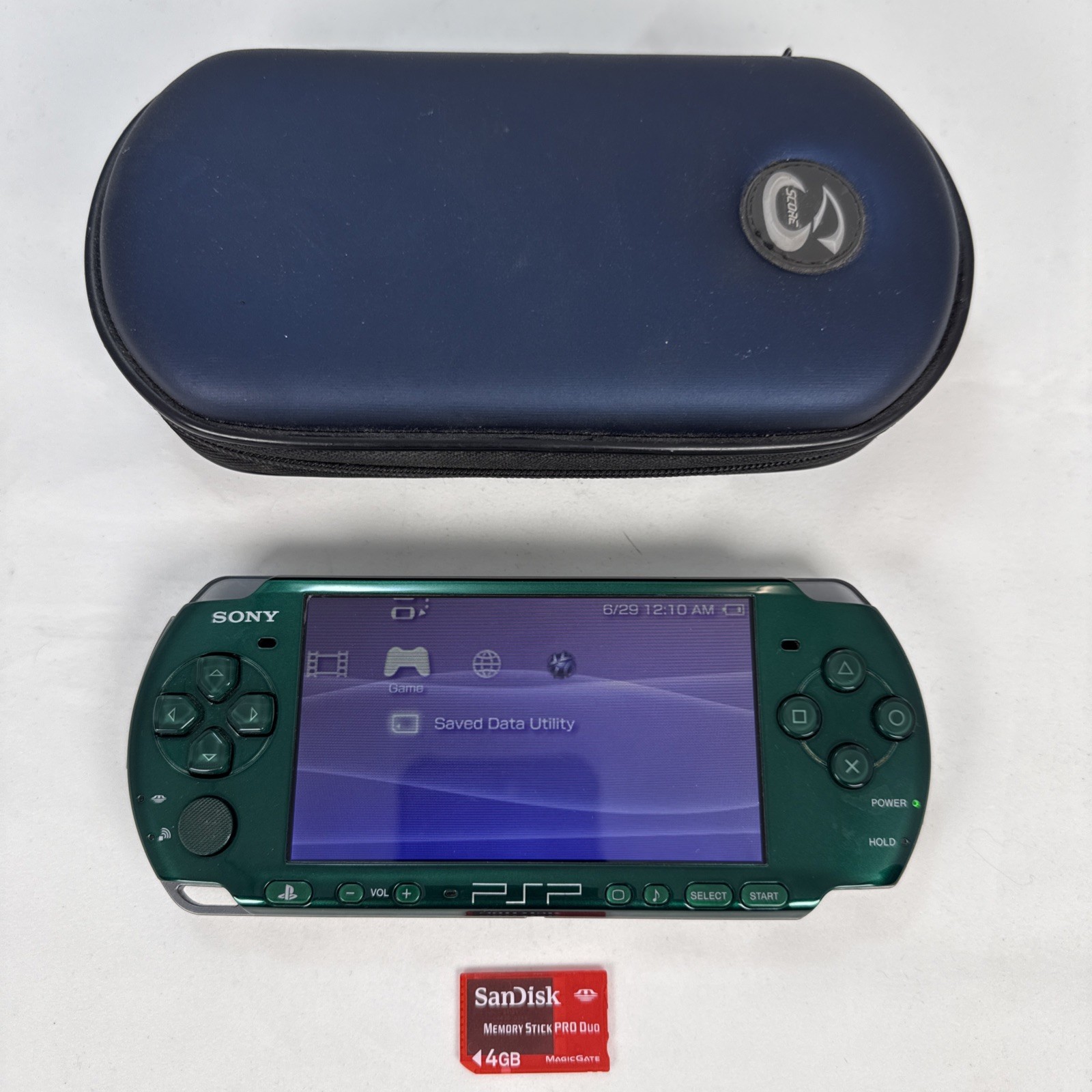 Sony PSP-3001c Console Spirited Green Working Tested + Games And Cords