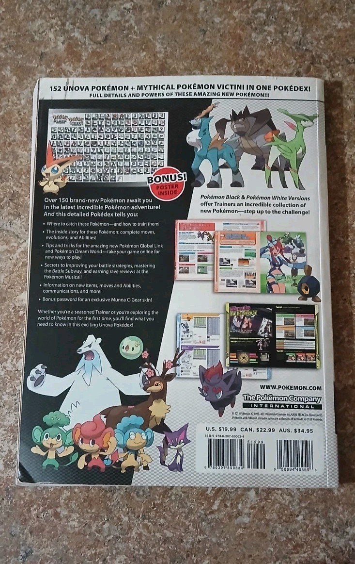 Pokemon Black & White The Official Unova Pokedex & Guide Volume 2 Book No Poster